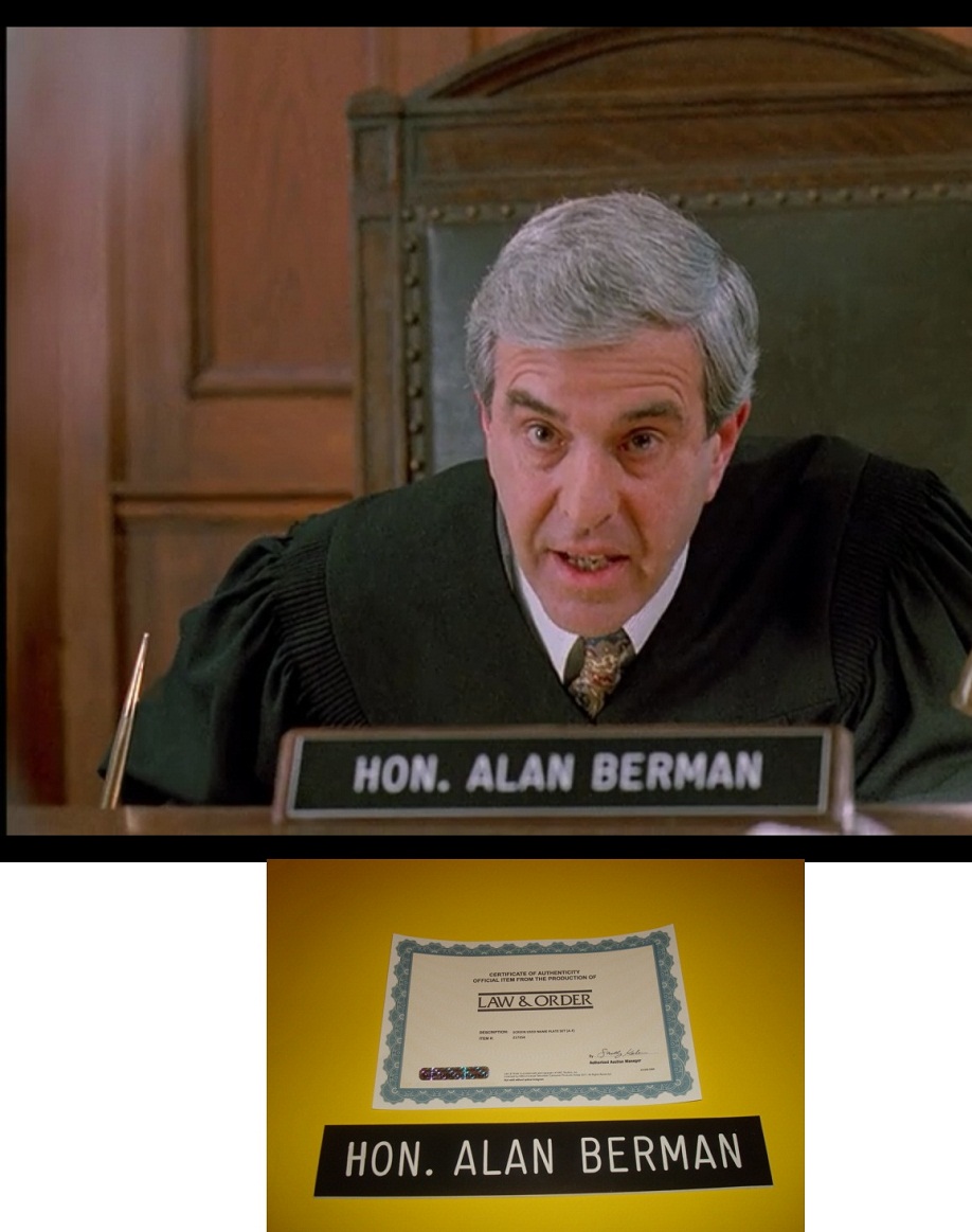   ORDER David Rosenbaum Judge Alan Berman SCREEN USED NAMEPLATE PROP