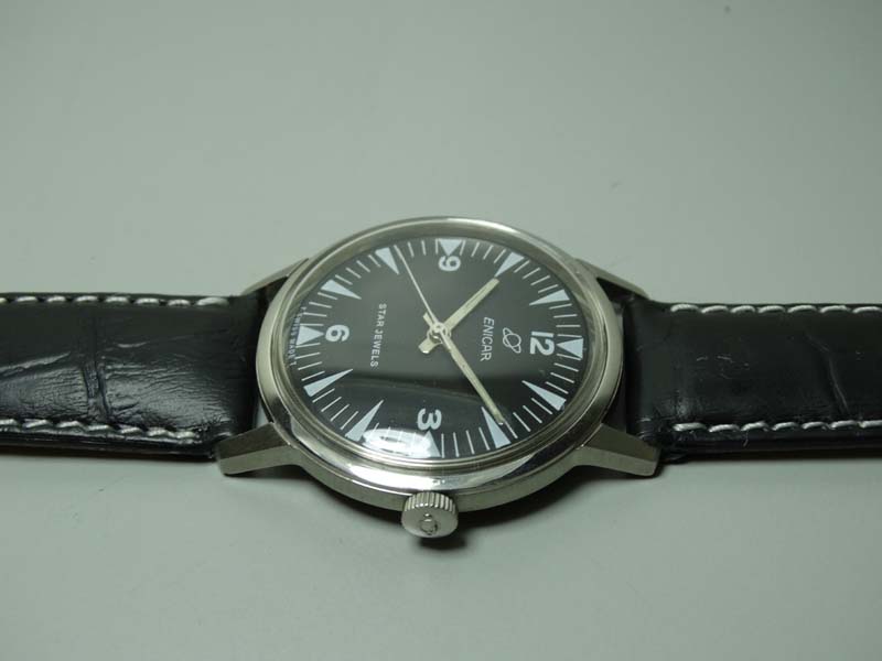 vintage enicar winding star jewels mens wrist watch black b371