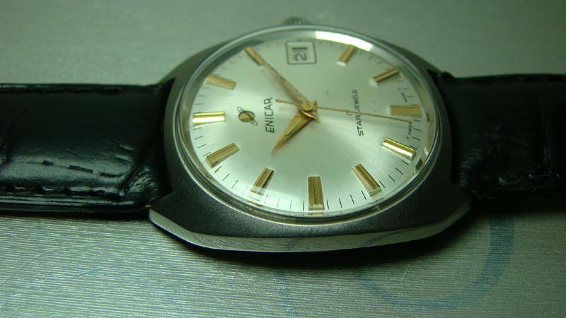 vintage enicar automatic date star jewels swiss mens old used y