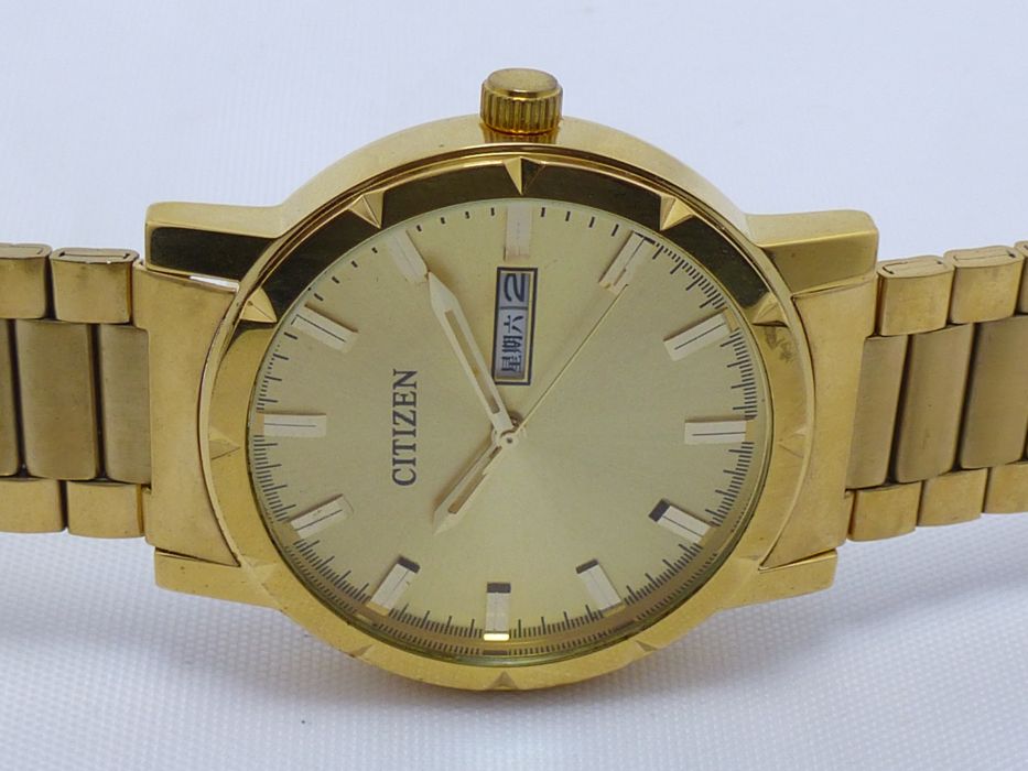 citizen quartz 23k gold plated watch