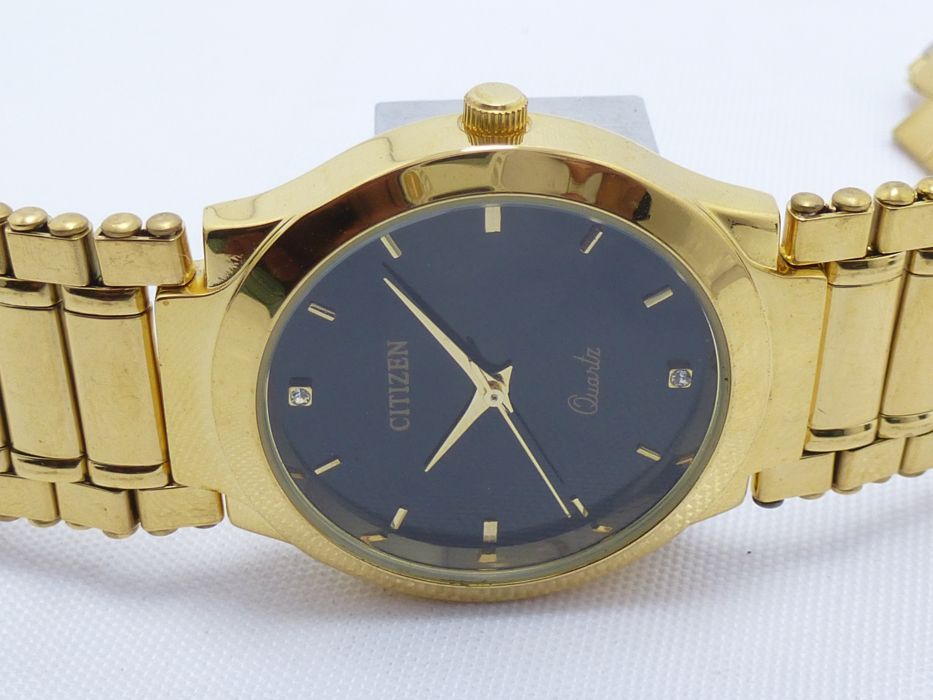 citizen quartz 23k gold plated watch