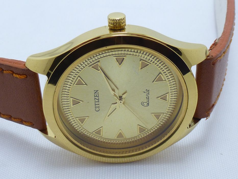 citizen quartz 23k gold plated watch