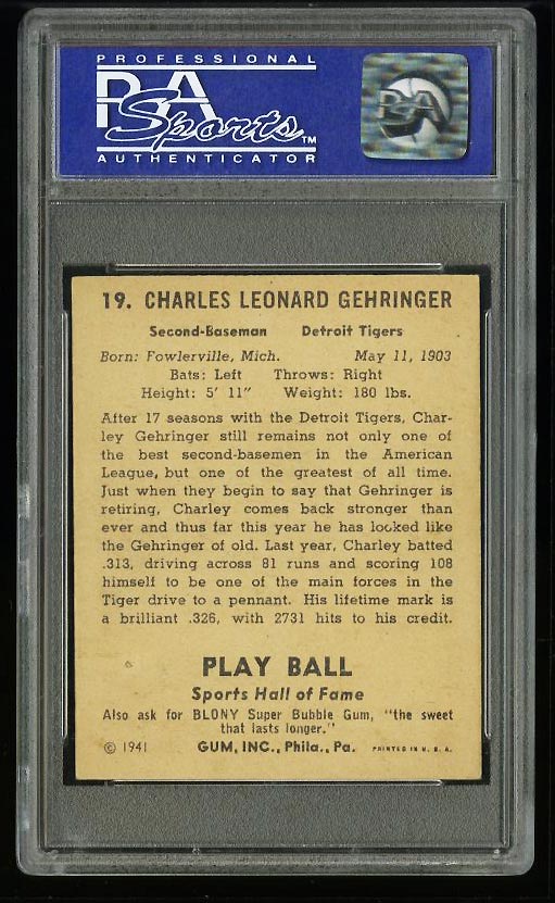 1941 Play Ball Charley Gehringer